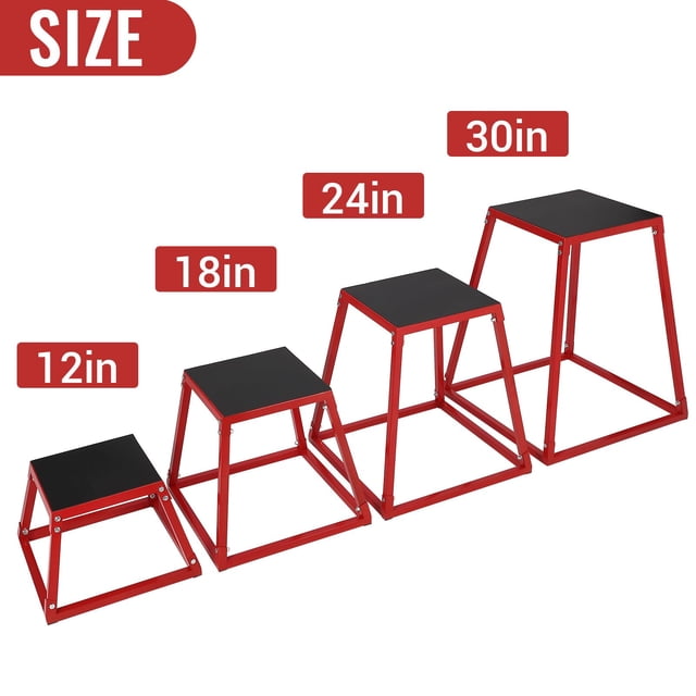 GloryStar Plyometric Jump Box Set, 12/18/24 Inch Heavy-Duty Steel Plyo Platforms with Anti-Slip Surface for Home Gym