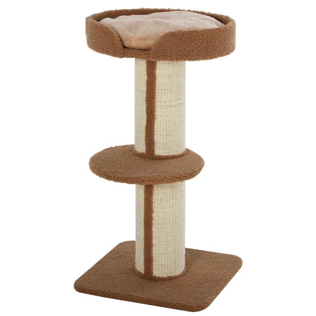 Brown Cat Tree with Sisal Scratching Post & Plush Bed - 36" Tall Indoor Kitty Tower for Small Cats, Living Room & Bedroom Play Furniture