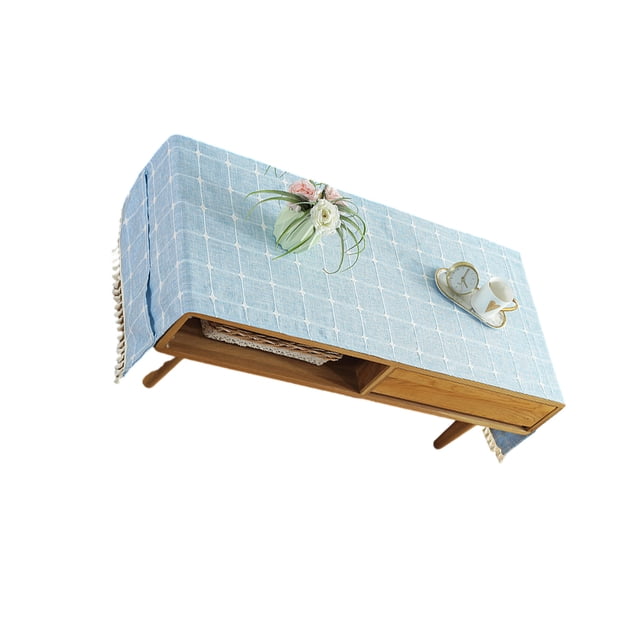 Shengyu 1/2/3/5 Cotton Linen Tablecloth Rectangular TV Cabinet Coffee Desktop Fringe Waterproof Table Cloth for Dining Hall Garden 60*160cm,Embroider/Light blue 1 Pc