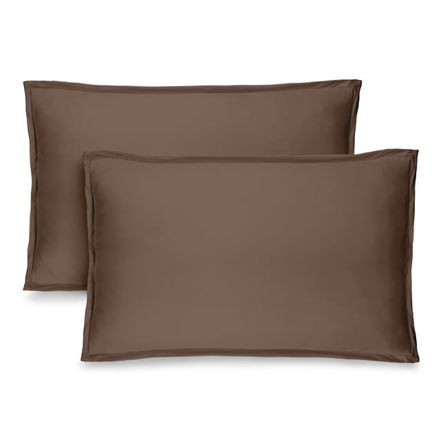 Bare Home Premium 1800 Ultra-Soft Microfiber Sham Set featuring two king-size pillowcases in a solid brown colour. Each pillowcase measures 20 x 36 inches and is crafted from hypoallergenic, wrinkle-resistant microfiber fabric. Designed for maximum comfort and durability, these pillowcases are machine washable and quick-drying, making them ideal for everyday use.
