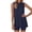 Navy, variant on Women Two Piece Shorts Set Summer Solid Color Sweatsuit Sleeveless Tunic Tank Tops and Leggings Shorts Loungewear Travel Outfits Two Piece Set Lady Brown M