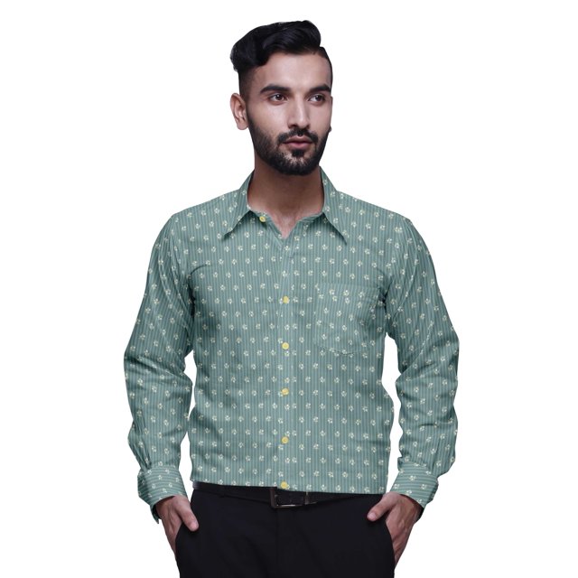 BESTMAN Printed Cotton Shirts For Men Long Sleeve Slim Fit Formal Shirt For Boy