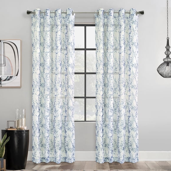 Jolie Sheer Grommet Curtain Panel Pair 52" x 95" each in each indigo