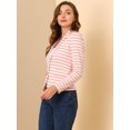 thumbnail image 4 of INSPIRE CHIC Blazer à Rayures pour Femme à Revers Cranté, Manches Longues, Boutonné, m Blanc Rose, 4 of 6