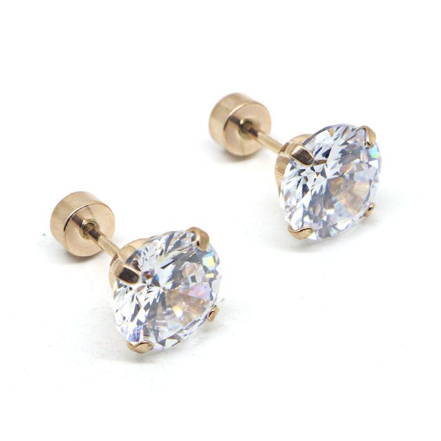 WIFKLSIIPG 316 Stainless Steel Four Inset Zircon Small Earrings Titanium Steel Ear Bone Jewelry