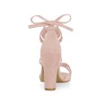 thumbnail image 4 of BLISSFUL STEP Women's Open Toe Lace-Up High Block Heeled Sandals Dust Pink (Size 9), 4 of 7