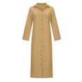 thumbnail image 5 of cfhntfmh Robes Maxi pour Femmes Décontractées d'Automne à Col, Manches Longues, Chemises Boutonnées, Robe Douce en Coton et Lin, 5 of 5