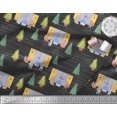 thumbnail image 2 of Soimoi Black polyester Crepe Fabric House,Animals & Tree Christmas Print Sewing Fabric Yard 52 Inch Wide, 2 of 3