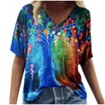 thumbnail image 2 of CHUANK Womens Clearance Plus Size Tops Fashion Woman Causal V-Neck Printing Blouse Short Sleeve T-Shirt Summer Tops, 2 of 4