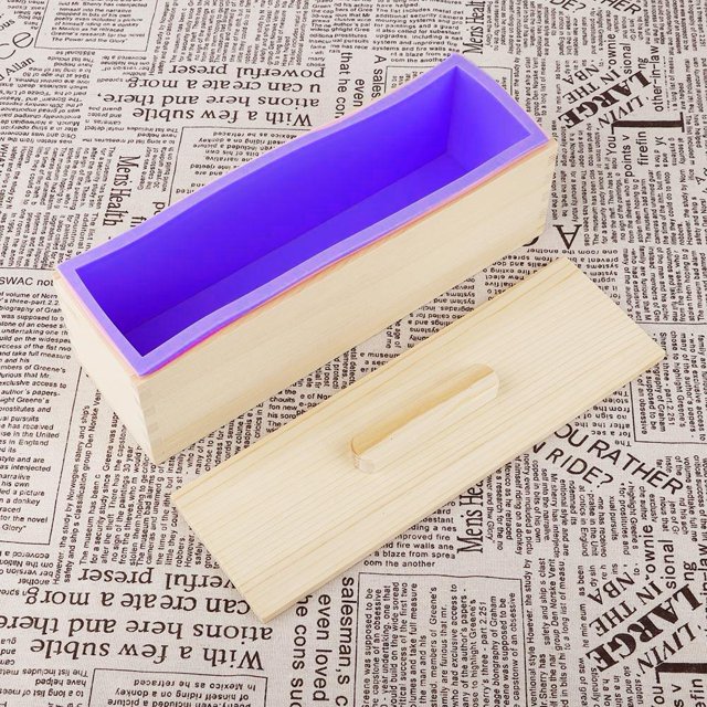Qiilu 1200ML Silicone Soap Mold with Lid DIY Tool Purple for Baking Cake Chocolate