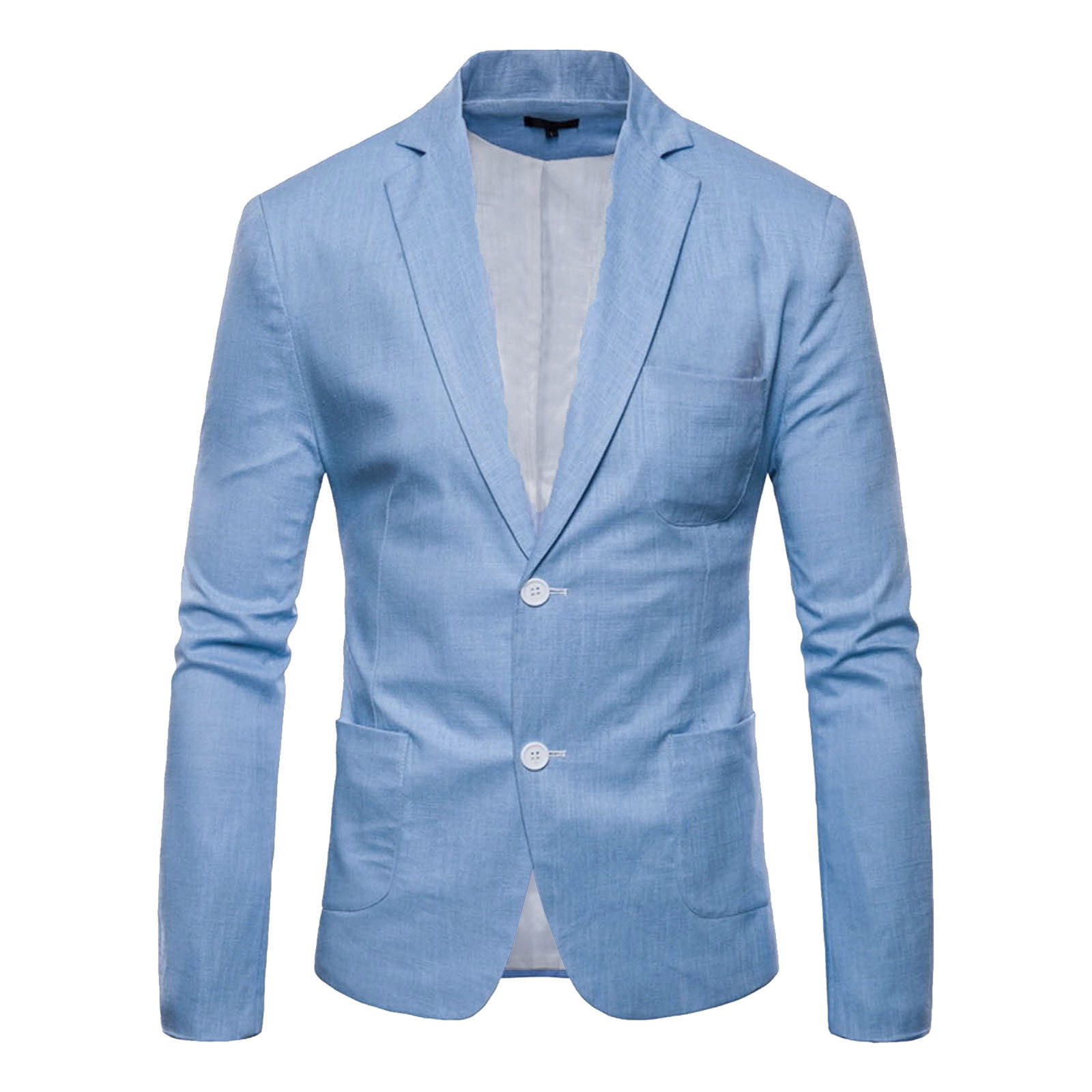 BOBOGOJP Mens Blazer Big and Tall One Button Blazer Dress Business Wedding Party Jacket (Light Blue,3XL)