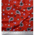 thumbnail image 1 of Soimoi Red Poly Georgette Fabric Star,Paisley & Cosmos Floral Print Sewing Fabric Yard 52 Inch Wide, 1 of 1