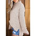 thumbnail image 2 of Womens Fuzzy Knitted Sweater Sherpa Fleece Side Slit Full Sleeve Jumper Outwears, 2 of 3
