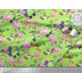 thumbnail image 3 of Soimoi Rayon Fabric Leaves,Floral & Hummingbird Bird Print Sewing Fabric Yard 56 Inch Wide, 3 of 3