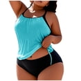 thumbnail image 1 of FAVIPT Womens Ruched Tankini Tummy Control 2 Piece Drawstring Bathing Suit Tropical Beach Comfy Swimwear 2026 Sky Blue,XL, 1 of 5