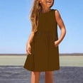 thumbnail image 1 of Robe Sans Manches à Col Rond, Robe pour Petites Filles, Imprimé Quotidien Vacances, Sans Manches, Décontractée, Mignonne, Douce, 1 of 2