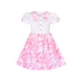 thumbnail image 1 of Robe Fille Bouton Perle Rose Col Pointu Dentelle Manches Bouffantes 12 Ans, 1 of 6