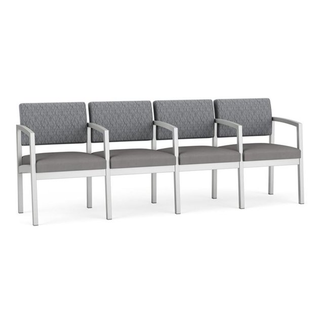 Fauteuil d'Attente de Réception Lenox en Acier à 4 Places / Acier Argenté / Gris / Gris