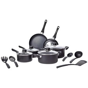 Ensemble d'articles de cuisine en aluminium noir nonick - 15 Pièce