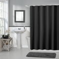 thumbnail image 1 of Hometrends Waffle Fabric Shower Curtain, 70 Inches x 72 Inches, Black, 1 of 5