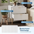 thumbnail image 2 of Farmhouse Modern Nightstand with 2 Drawers & Golden Metal Legs,, Bedside Table Fluted End Table for Bedroom, 2 of 7