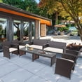thumbnail image 1 of Costway 8PCS Patio Rattan Furniture Set Cushioned Chair Sofa Coffee Table White, 1 of 10