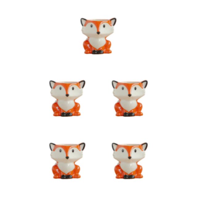 Transemion Gardens Beauty With Animal Planter - Eco-friendly Materials Easy To Maintain Small Ceramic Plant Pot foxes 5Set