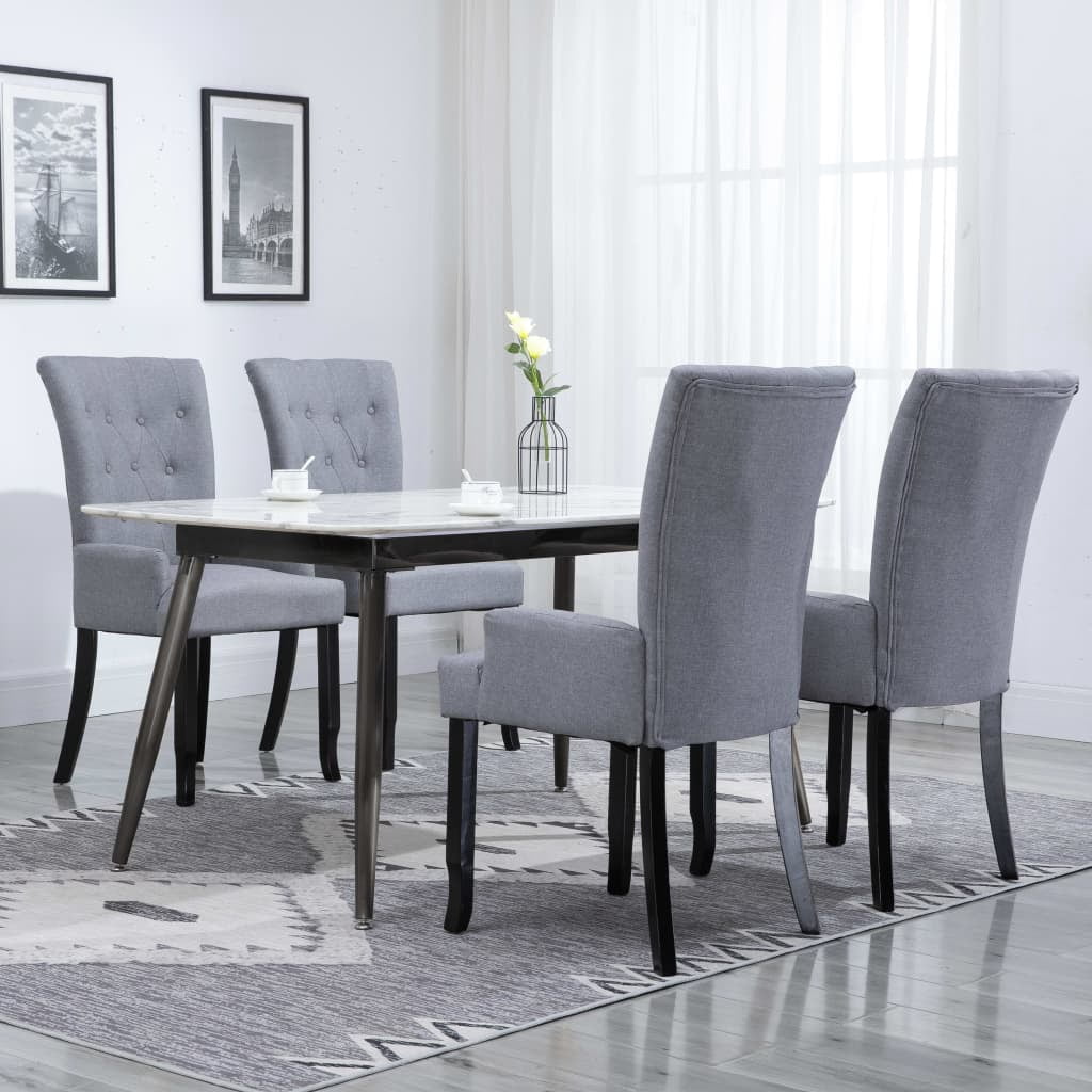vidaXL Dining Chairs with Armrests 4 pcs Light Grey Fabric