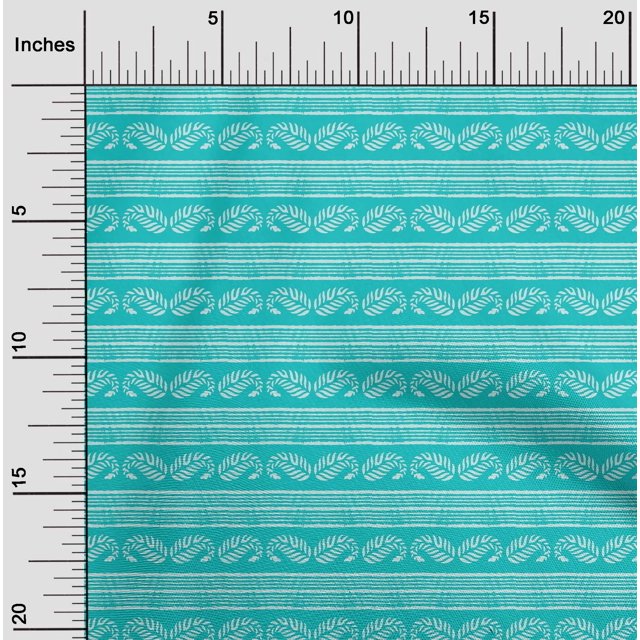 oneOone Georgette Viscose Fabric Stripe & Paisley Block Printed Fabric 1 Yard 42 Inch Wide