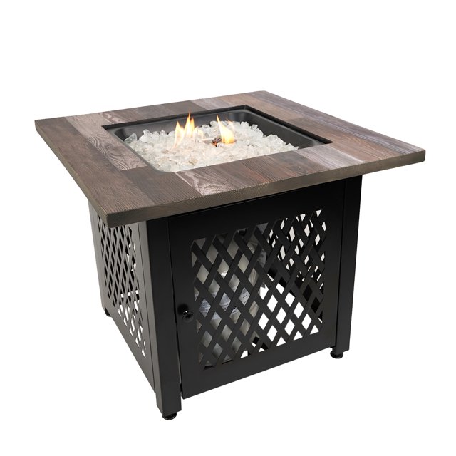 Endless Summer Nate Table de Foyer au Gaz LP Imprimée UV Carrée de 30 Pouces pour Extérieur