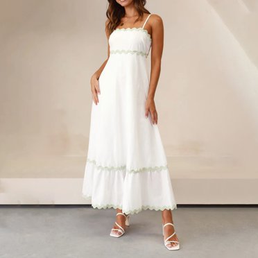 Meichang Robes à Bretelles pour Femmes Été Mode Robes Maxi à Rayures Ondulées Coupe Ample Décontractées Plage Vacances Robes d'Été Élégantes Robes Évasées Robes d'Été pour Femmes 2024 Décontracté
