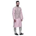 thumbnail image 2 of Atasi Kurta Pyjama Traditionnel Uni à Col Mandarin avec Ensemble de Veste Imprimée, 2 of 3