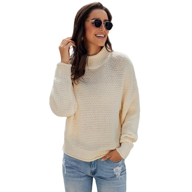 Women's Oversized Chunky Batwing Long Sleeve Turtleneck Sweater