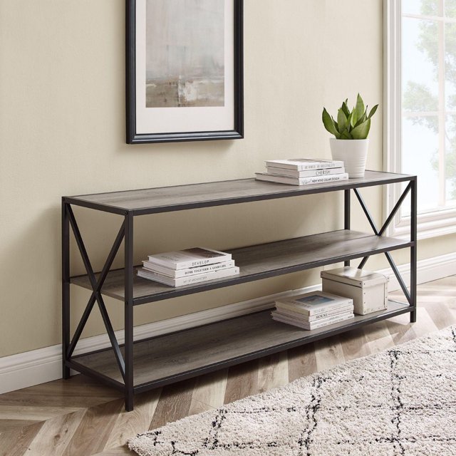 Manor Park 2 Shelf Industrial Wood Bookcase, 60"