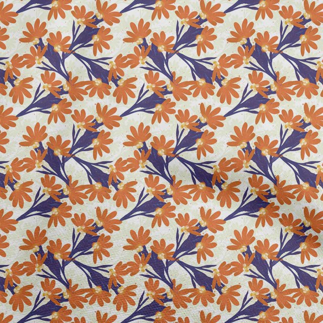 oneOone Velvet Orange Fabric Floral Sewing Craft Projects Fabric Prints By Yard 58 Inch Wide