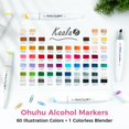 thumbnail image 4 of Ohuhu Alcohol Markers: Mini Brush & Slim Broad 60 Illustration Colors Dual Tip Brush Tip Alcohol-based Art Marker for Artists Adults Coloring Illustr, 4 of 8