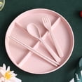 thumbnail image 5 of Dividing Tableware Set, Partitioned Plates with Spoon, Fork & Chopsticks, Kitchen Utensils Set for Family Meals, Space-Saving, Microwave Safe, Home & Kitchen Organization, 5 of 5