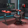 thumbnail image 3 of Gymax Bureau de Jeu 47 Pouces en Forme de Z avec Rangement pour Tasse Casque Haut-Parleur, 3 of 10