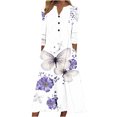 thumbnail image 2 of Babysbule Liquidation Robes d'Automne pour Femmes Mode Femmes Décontracté Élégant Col Rond Imprimé Été Manches Longues Poches Robe, 2 of 5