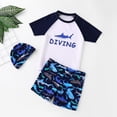 thumbnail image 3 of MIASHUI Boys Two Piece Rash Guard Swimsuits Kids Short Sleeve Swimwear Sets with Hat,White,2-3 Years, 3 of 3