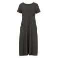 thumbnail image 4 of Robes d'Été pour Femmes 2023 Robes pour Femmes Liquidation Mode Femmes Été Uni Décontracté Col Rond Manches Courtes Vacances Poches Robe, 4 of 5