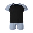 thumbnail image 3 of CNKOO 2 Pcs Mens Summer Pajamas Sets Stylish Contrast Color Short-sleeved Tops and Solid Color Shorts Home Clothes, 3 of 6