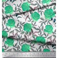 thumbnail image 2 of Soimoi Poly Georgette Fabric Leaves & Rose Flower Fabric Prints By Yard 52 Inch Wide, 2 of 3