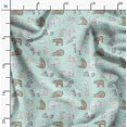 thumbnail image 2 of Soimoi Green Moss Georgette Fabric Bear & Rabbit Animal Print Sewing Fabric Yard 44 Inch Wide, 2 of 6