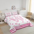 thumbnail image 3 of Erosebridal Princess Pink Bow Bedding Full Comforter Set, Initial W Letter Down Comforter, Cartoon Monogrammed Decor, Reversible, 3 of 8