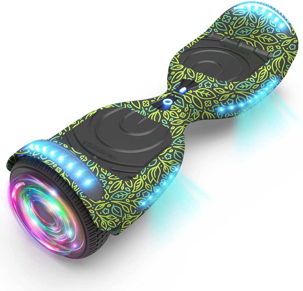 Hoverboard pour Ados et Adultes (Système hoverstar 2.0), Couleur Chrome et Design Coloré Hooverboard Haut-Parleur Bluetooth Huverboard avec Lumière LED Roues Clignotantes Trottinette Électrique Auto-Équilibrée Certifiée