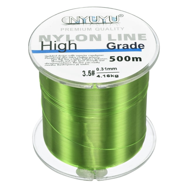 Uxcell 547Yard 10Lb Fluorocarbon Coated Monofilament Nylon Fishing Line Light Green