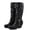 Black, variant on Amzcrzy Mid Calf Boots for Women Leather Face High Boots Thick Heels High Heels Belt Buckles Women's Boots Fashionable Knight Boots Women's Boots Shoes for Women Boots for Women Ladies Boots