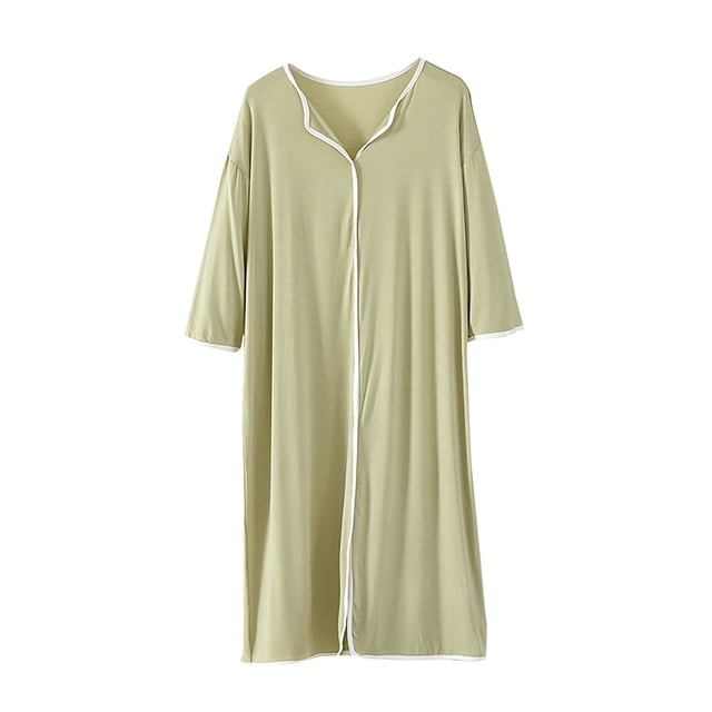 Amzcrzy Chemise de Nuit Grande Taille pour Femmes Manches Courtes Chemises de Nuit en Dentelle Robe de Nuit Boutonnée Robe de Pyjama Décontractée m-4TG