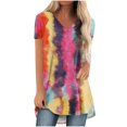 thumbnail image 1 of Birdeem Blouse à Imprimé Dégradé pour Femmes, Col en V, Manches Courtes, T-Shirt Ample, Hauts, 1 of 1